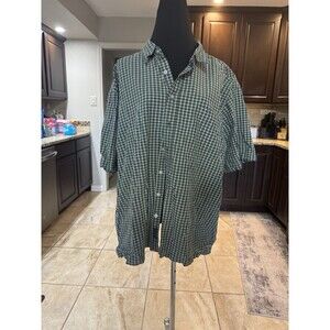 Old Navy men's green plaid short-sleeve button down shirt size XXL